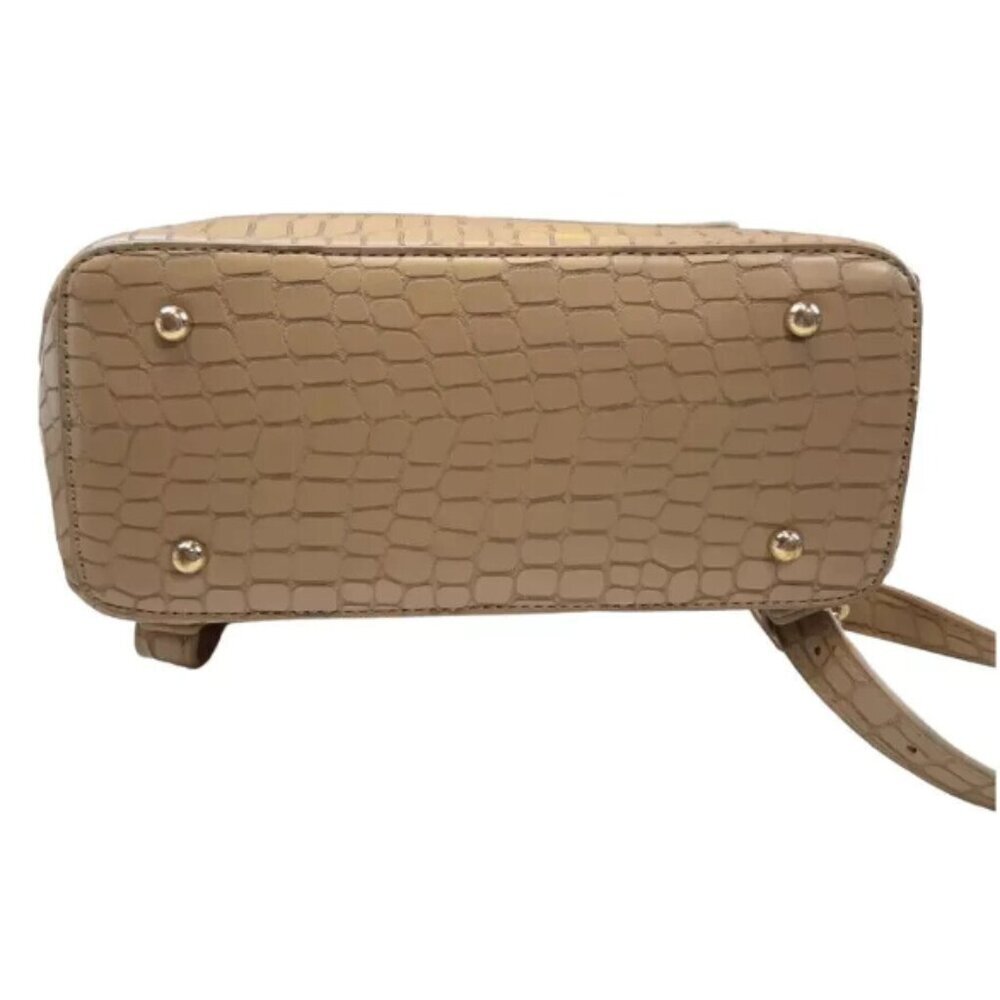 Moda Luxe Layne Backpack Nude Turnlock Embossed Faux Leather Brown Crocodile Bag - Picture 5 of 8